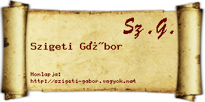 Szigeti Gábor névjegykártya